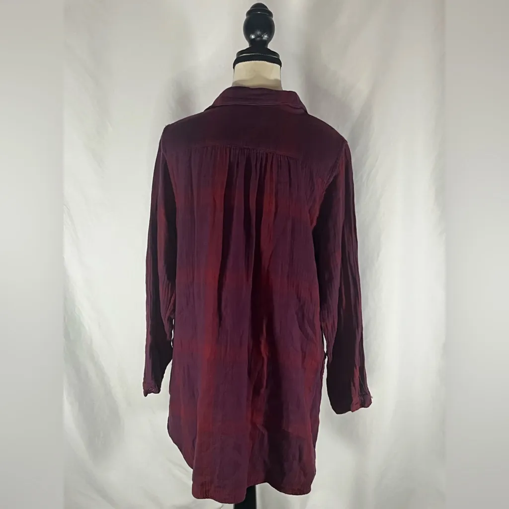 Free People  x CP Shades  Plaid Pattern Tunic Top w/Front Patch Pockets - Image 3