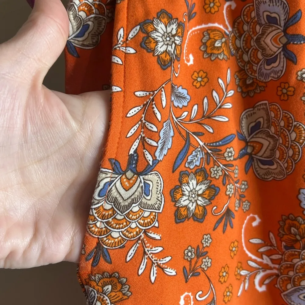 J Jill orange paisley print boho shorts size large - Image 3