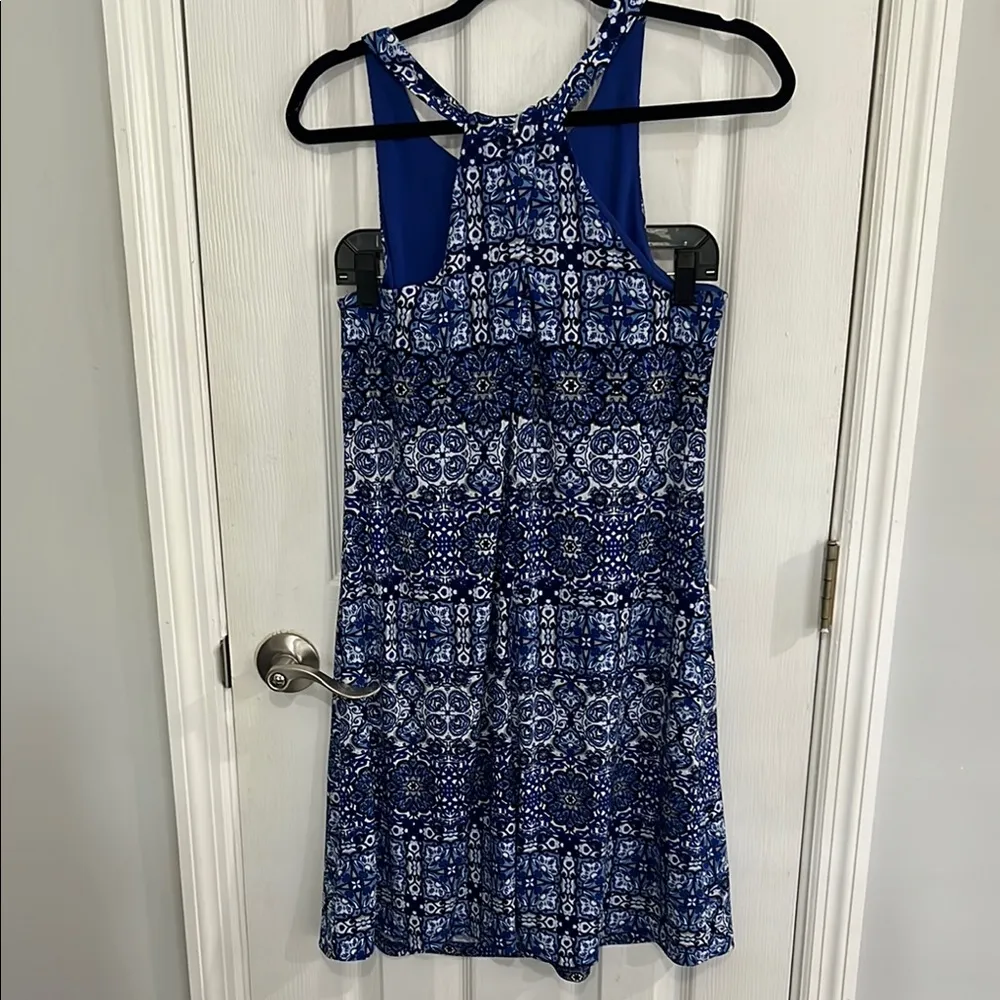 cupio  Blue and White Halter Sheath Mini Dress - Image 2