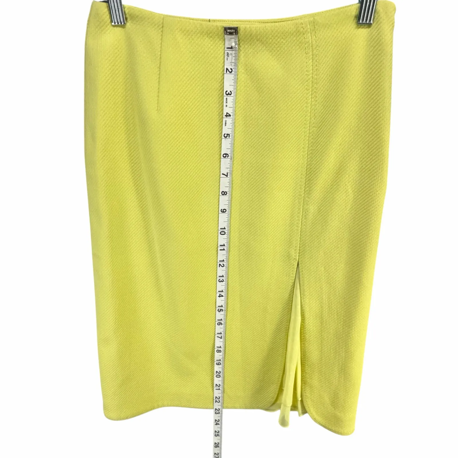 Vintage Worth Pencil Skirt XS Yellow Wool Blend Slit Office Business Feminine - Image 8