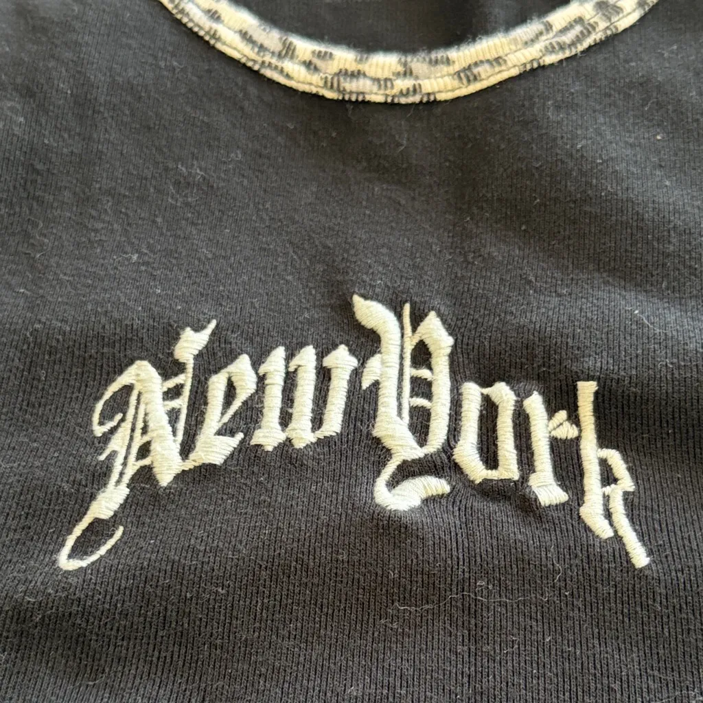 Brandy Melville Black 'New York' Cheetah Print Shirt - Image 3