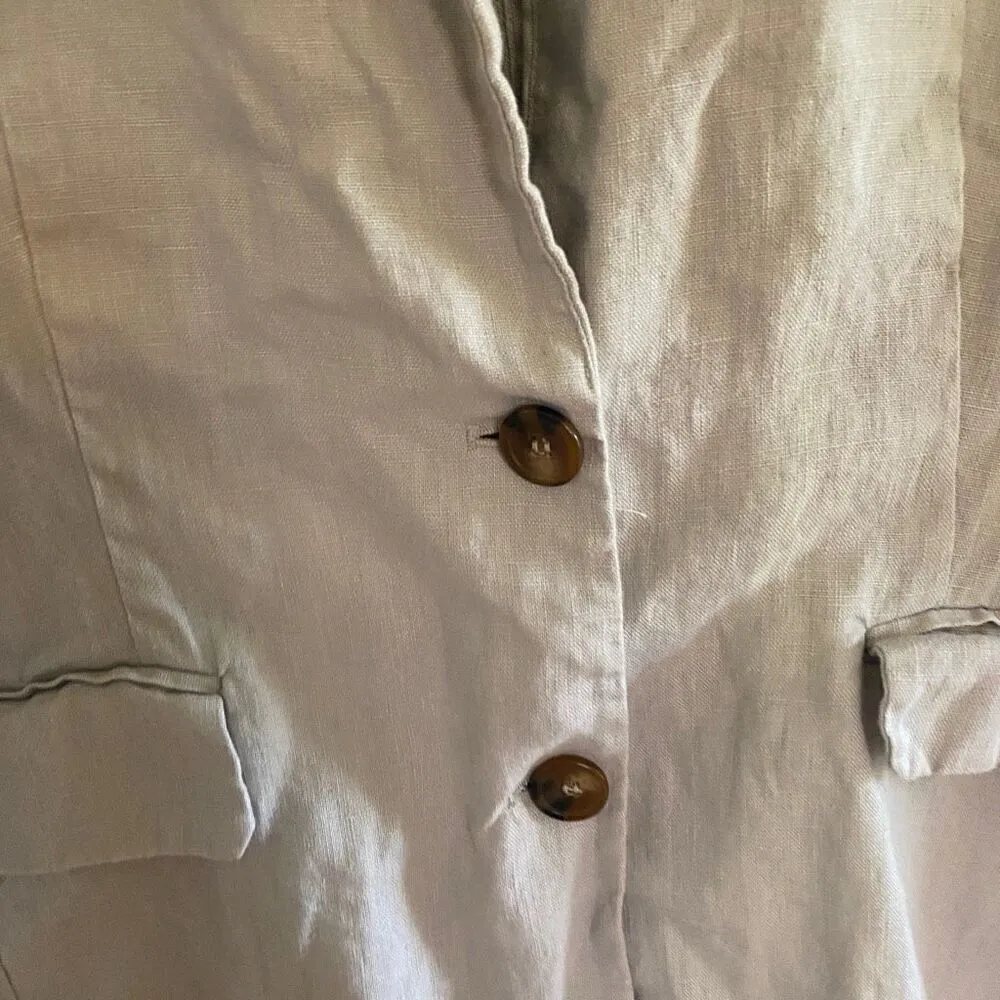 Tahari 100% linen 2 button casual relaxed gray blazer small - Image 3