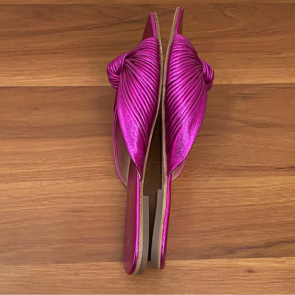 JEFFREY CAMPBELL Knaughty-3 Pink Metallic Knotted Slip On Flat Mules Sandals 7 - Image 4