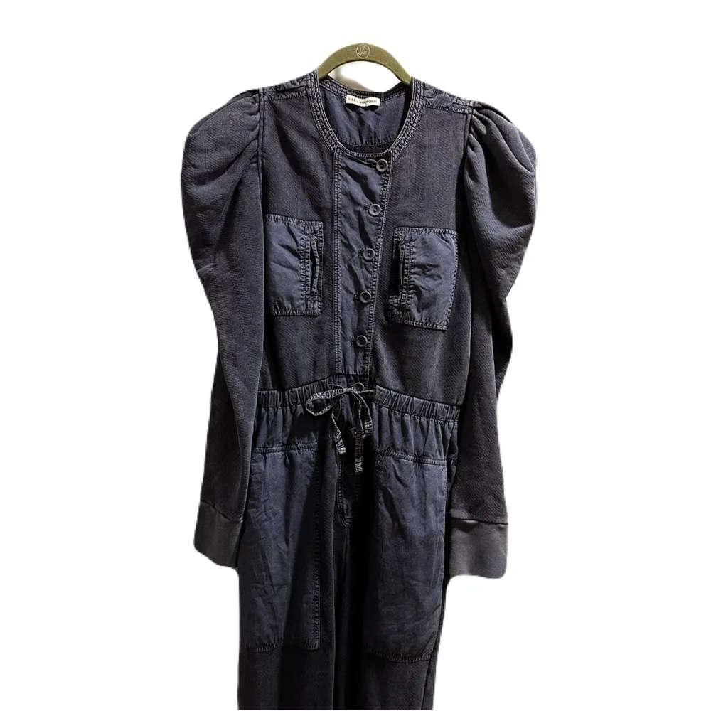 $445 ULLA JOHNSON Sadie Puff-Sleeve Jumpsuit | Indigo Acid‎ | FR 34 US 2 - Image 6