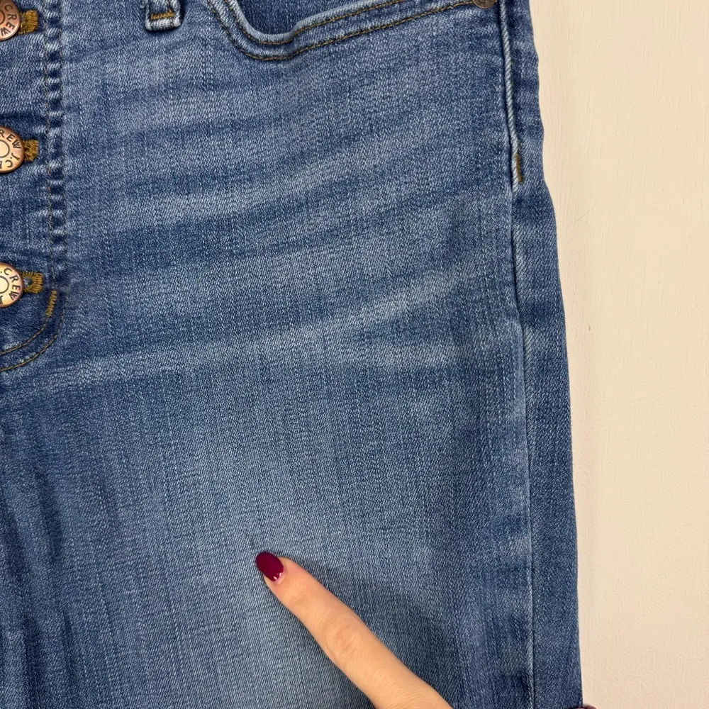 J. Crew High Rise Skinny Jeans Sz 29 Button Fly Stretch Medium Dark Wash Raw Hem - Image 14