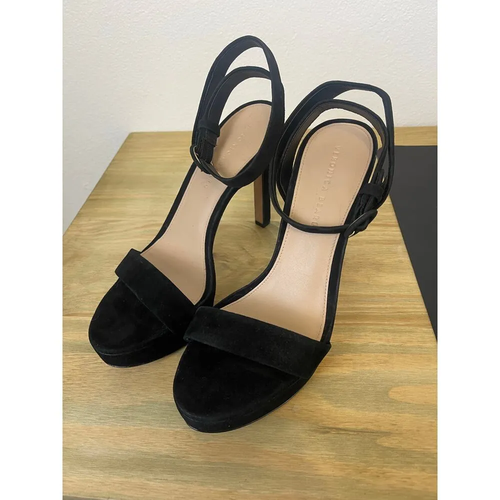 Veronica Beard Darcelle Ankle Wrap Stiletto Heel Sandal Black Suede Size 10 M - Image 2