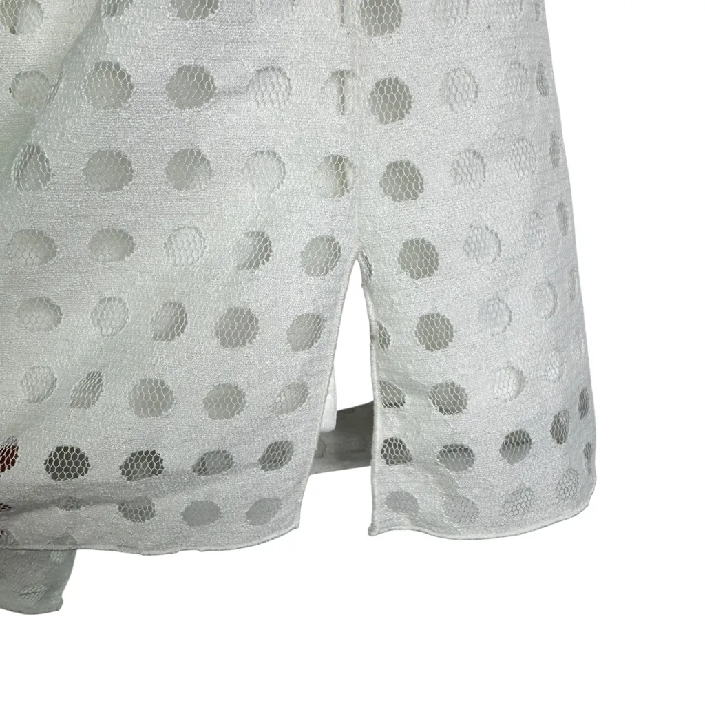 Akris Punto Sheer‎ Mesh Polka Dot Top in White US 10 Quiet Luxury Short Sleeve - Image 4