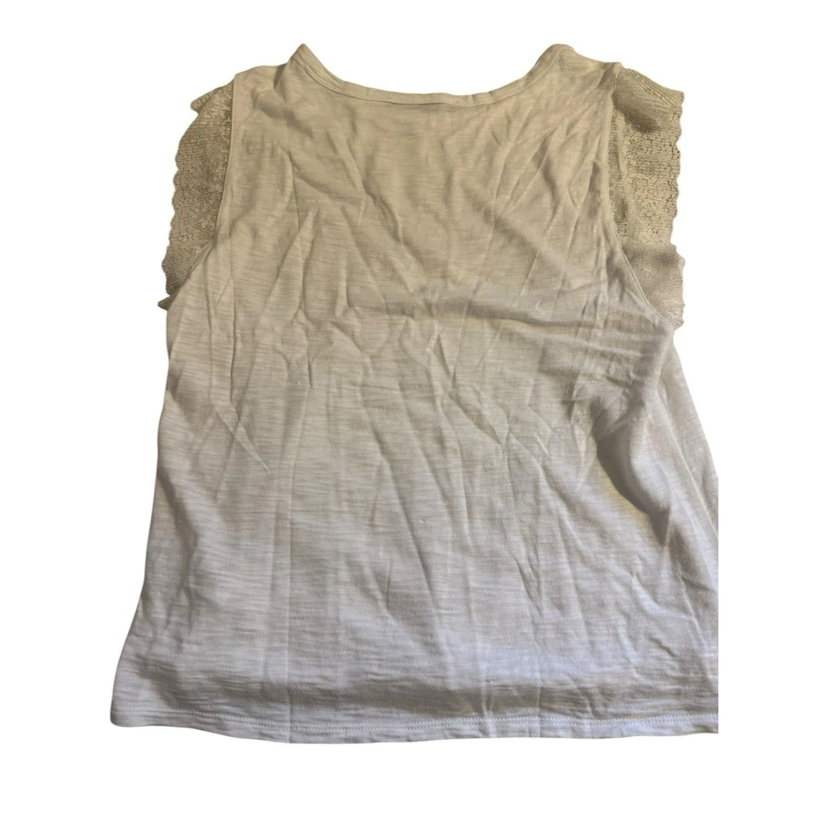 White House Black Market Women's Sleeveless Lace Flutter Top Shirt Size Medium - Image 2