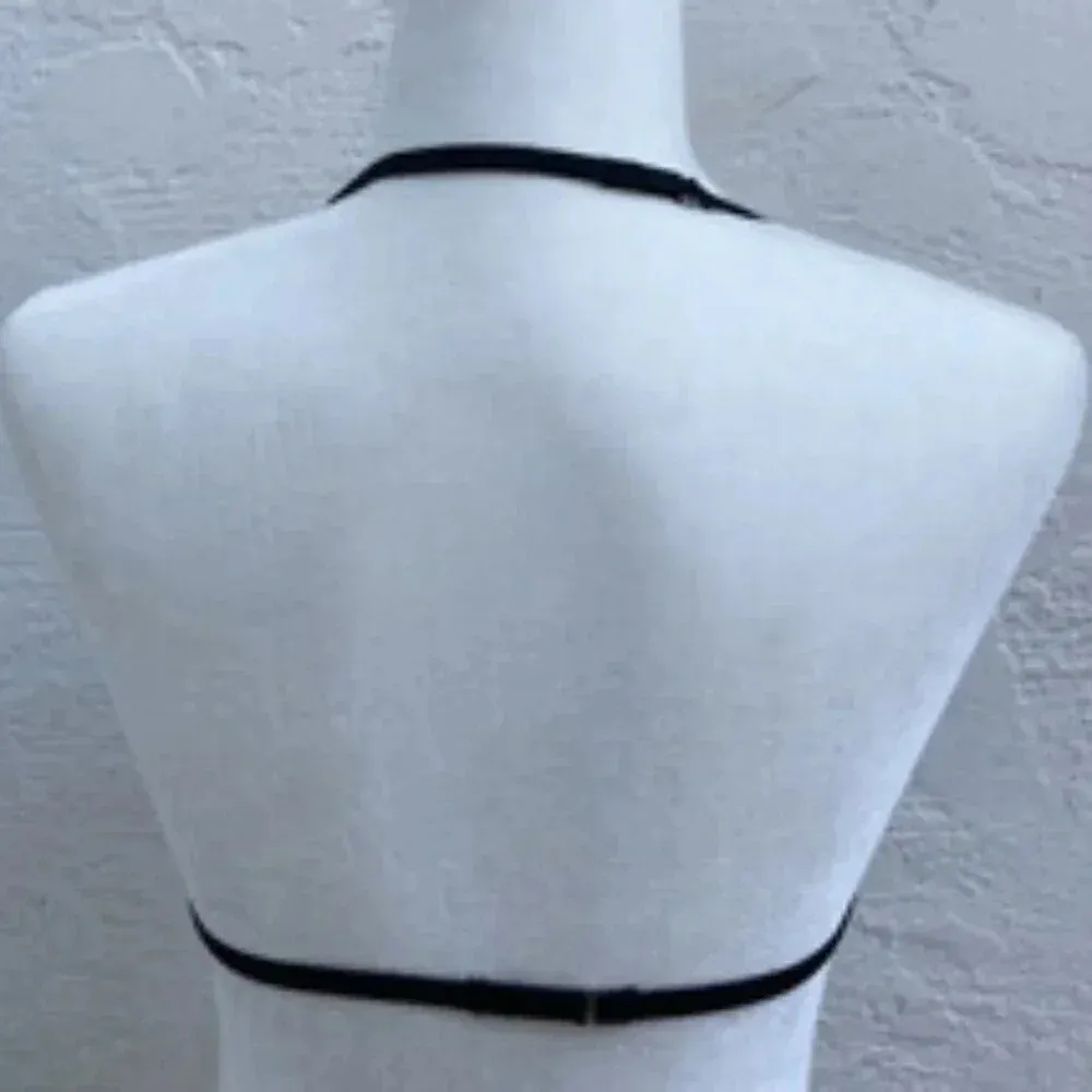 Halter Style Sleek Bikini Top Black Adjustable Straps Size Small​​‎ - Image 2