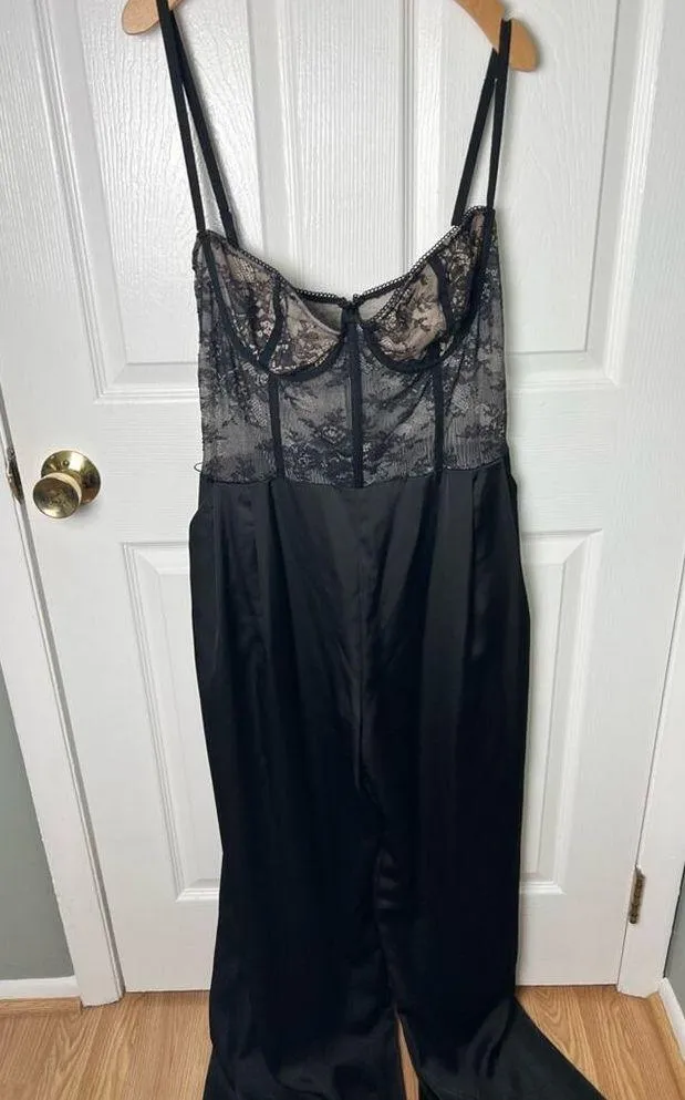 Katie May Black Tink Lace Bustier Sleeveless Wide Leg Jumpsuit XL - Image 4