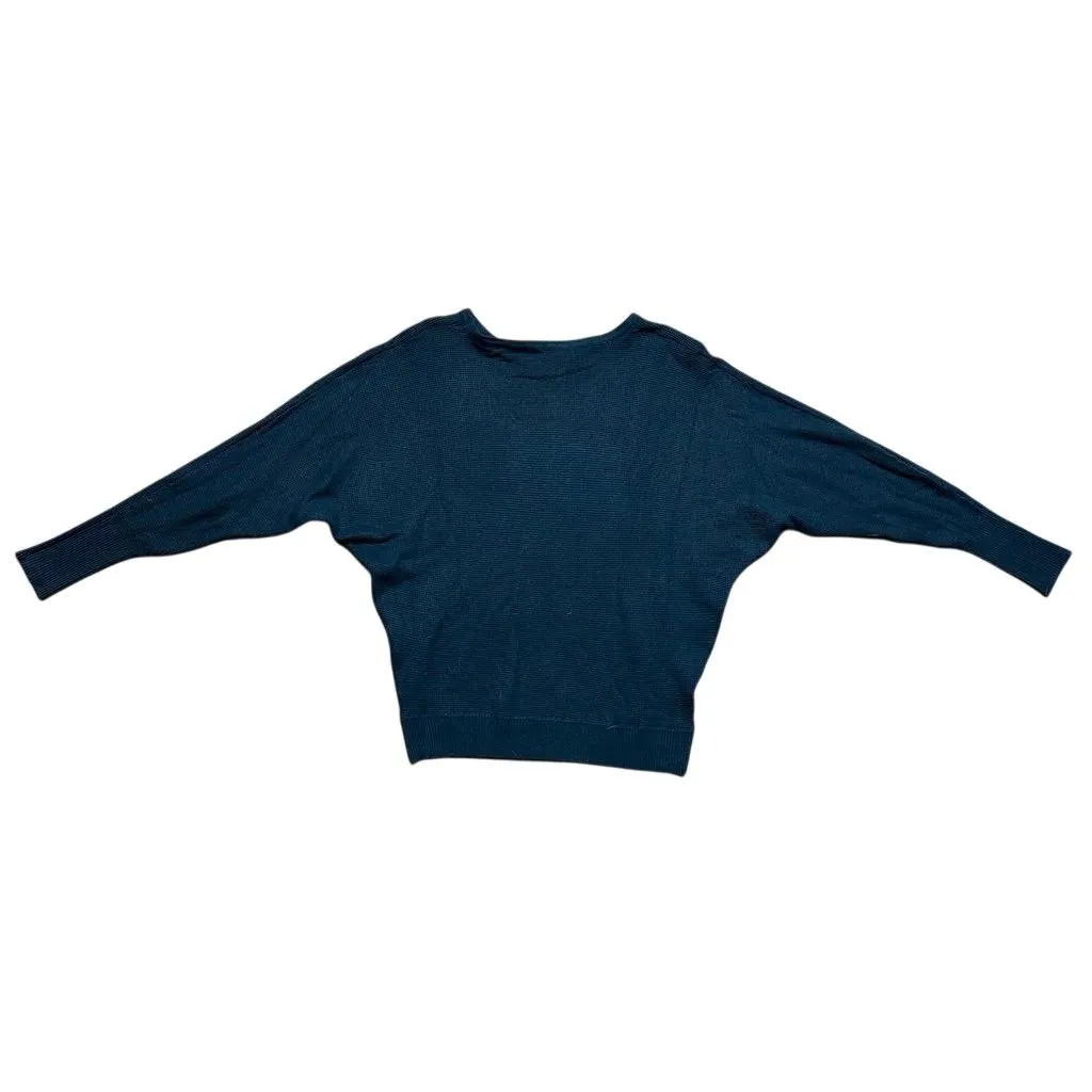 NWT T Tahari Women's Blue Dark Teal Waffle Knit Pullover Sweater S Long Sleeve - Image 4