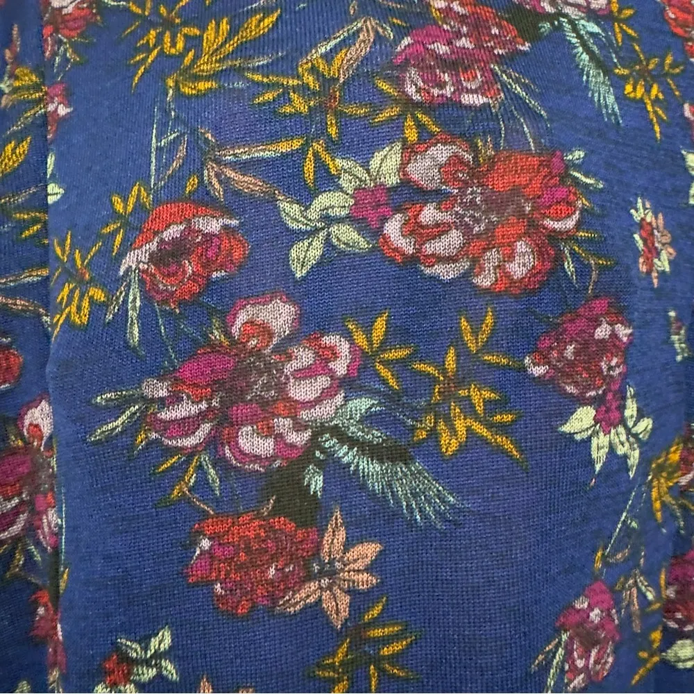 Free People Dock Street Top Ruffle Floral 3/4 Sleeve Top Button Keyhole Back XS - Image 8