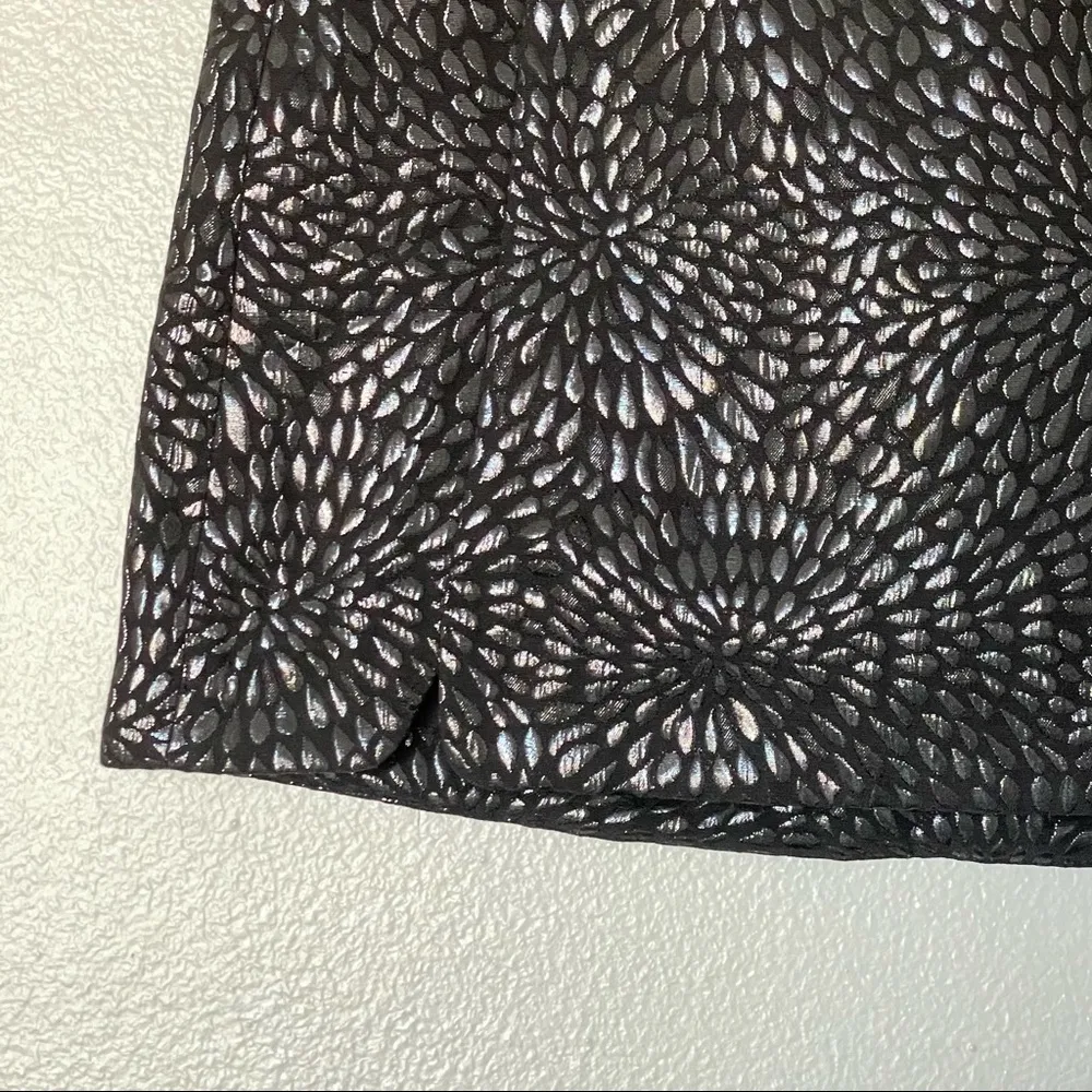 NWT Loft Jacquard Shimmer Splash Black Metallic Mini Skirt Side Zip Size 6 - Image 5