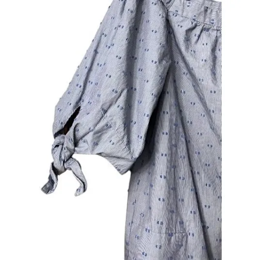 Off Shoulder Blue Cotton Dress M Romantic‎ Prairie Cottagecore Coastal Feminine - Image 12