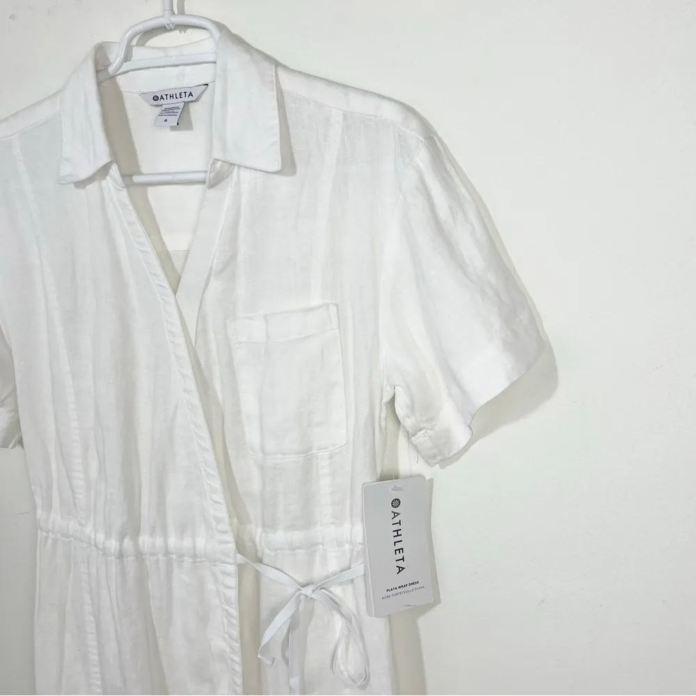 ATHLETA Playa Wrap Linen Dress Size 0 White Calla Lily NEW - Image 6