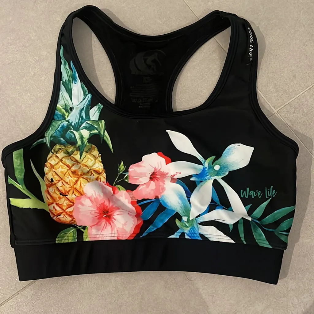 Wave Life XS tropical jungle leggings and sport bra set UPF50+ sun protection Black - Image 10