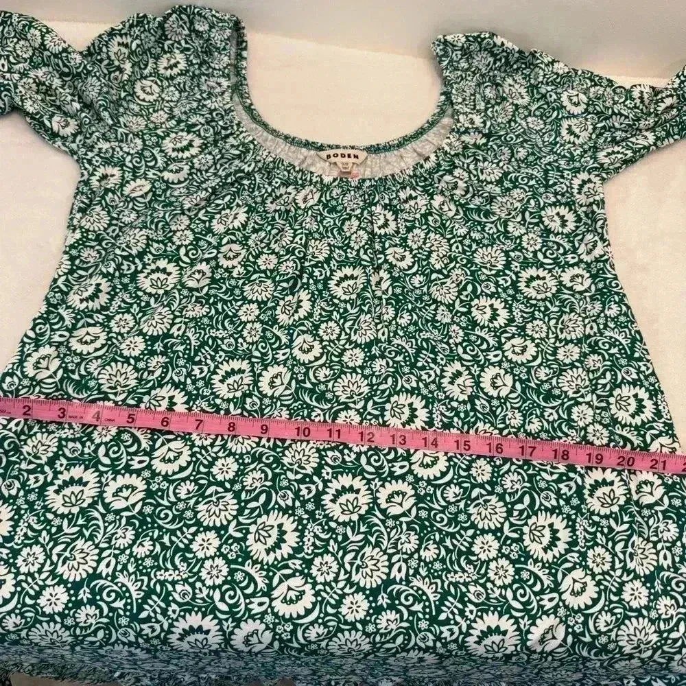 BODEN Scoop Tiered Jersey Mini Dress UK Size 8R Bottle Green Bloom‎ Cascade NWT - Image 7