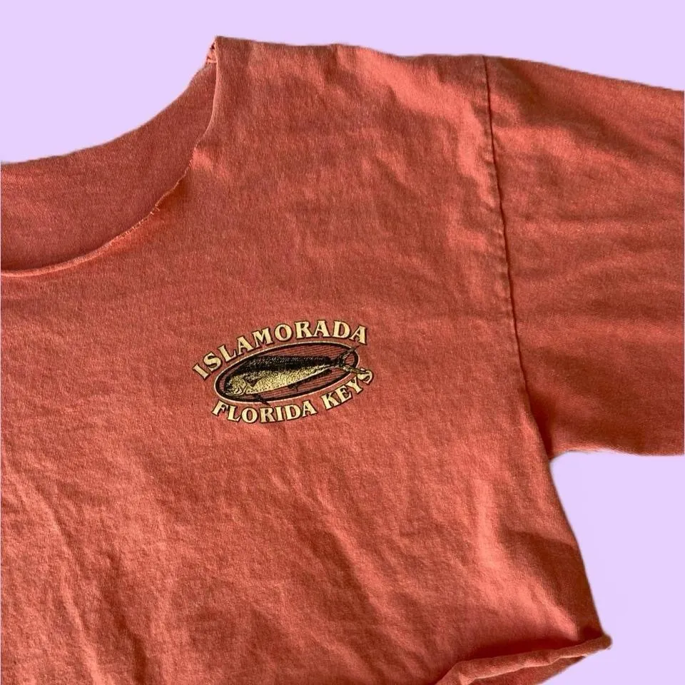Islamorada, Florida Keys Distressed Grunge Graphic T Shirt Crop Top 🔥 Pink Size undefined - Image 3