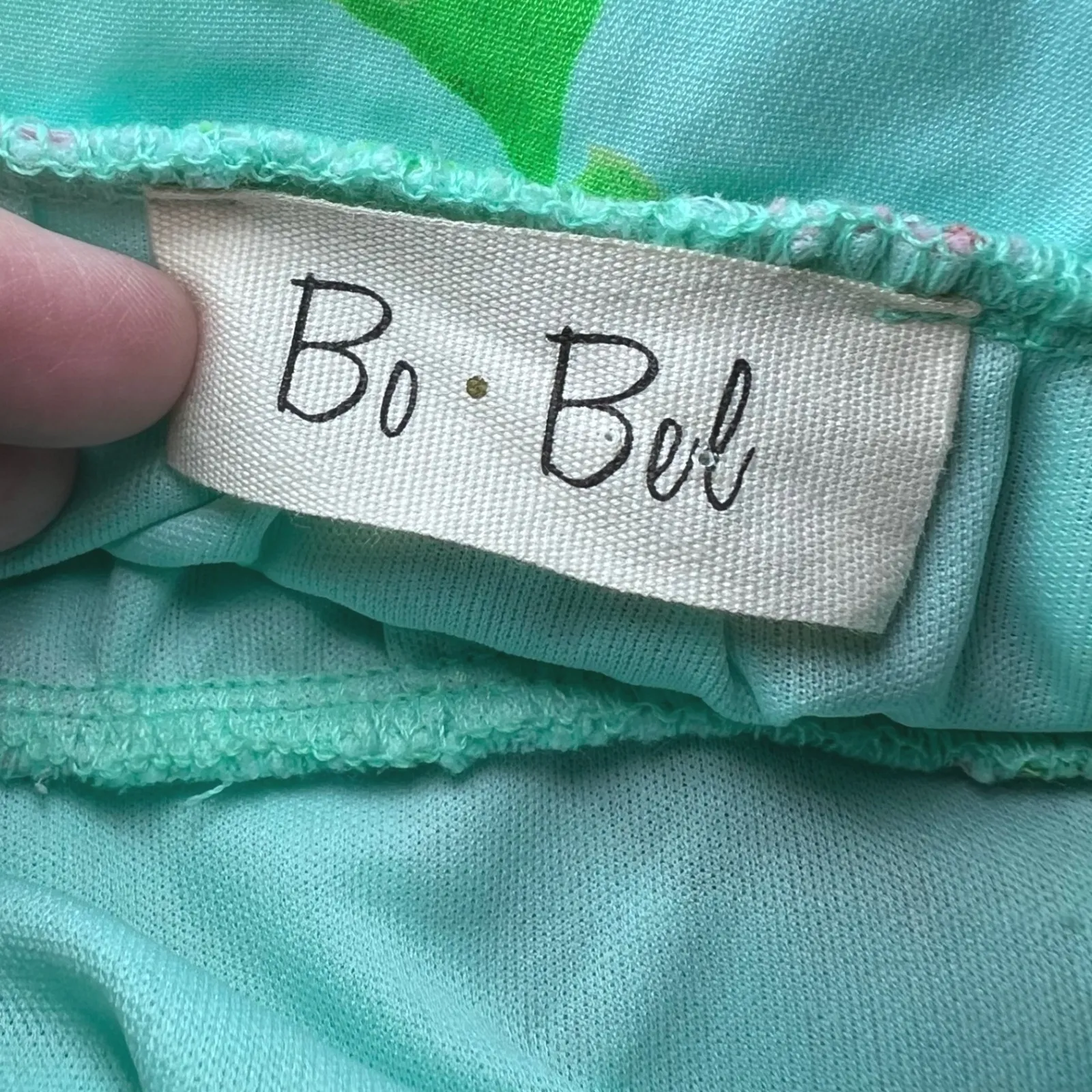 Bo Bel Dress Womens Small Aqua Blue Floral Bow Back Sleeveless Fit Flare Summer - Image 4