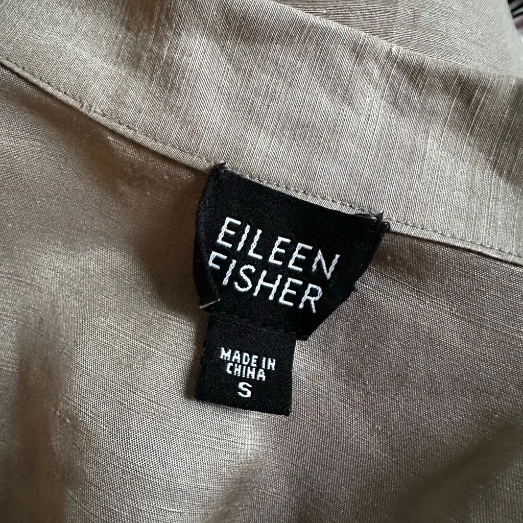 Eileen Fisher Silk Linen Open Blazer Long Topper Lightweight Minimalist Preppy - Image 4