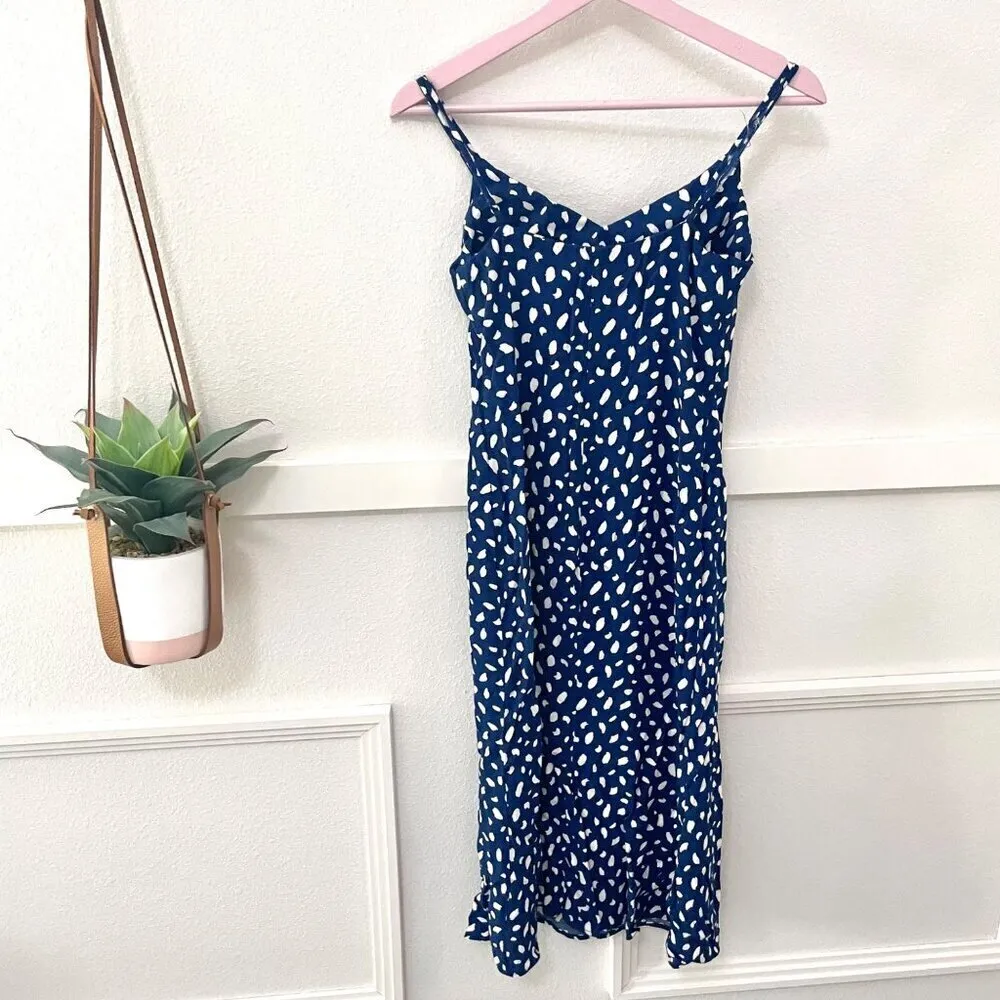 Reformation Moray Side Slit V Neck Strappy Midi Blue Crimini Dress Size 2 - Image 6