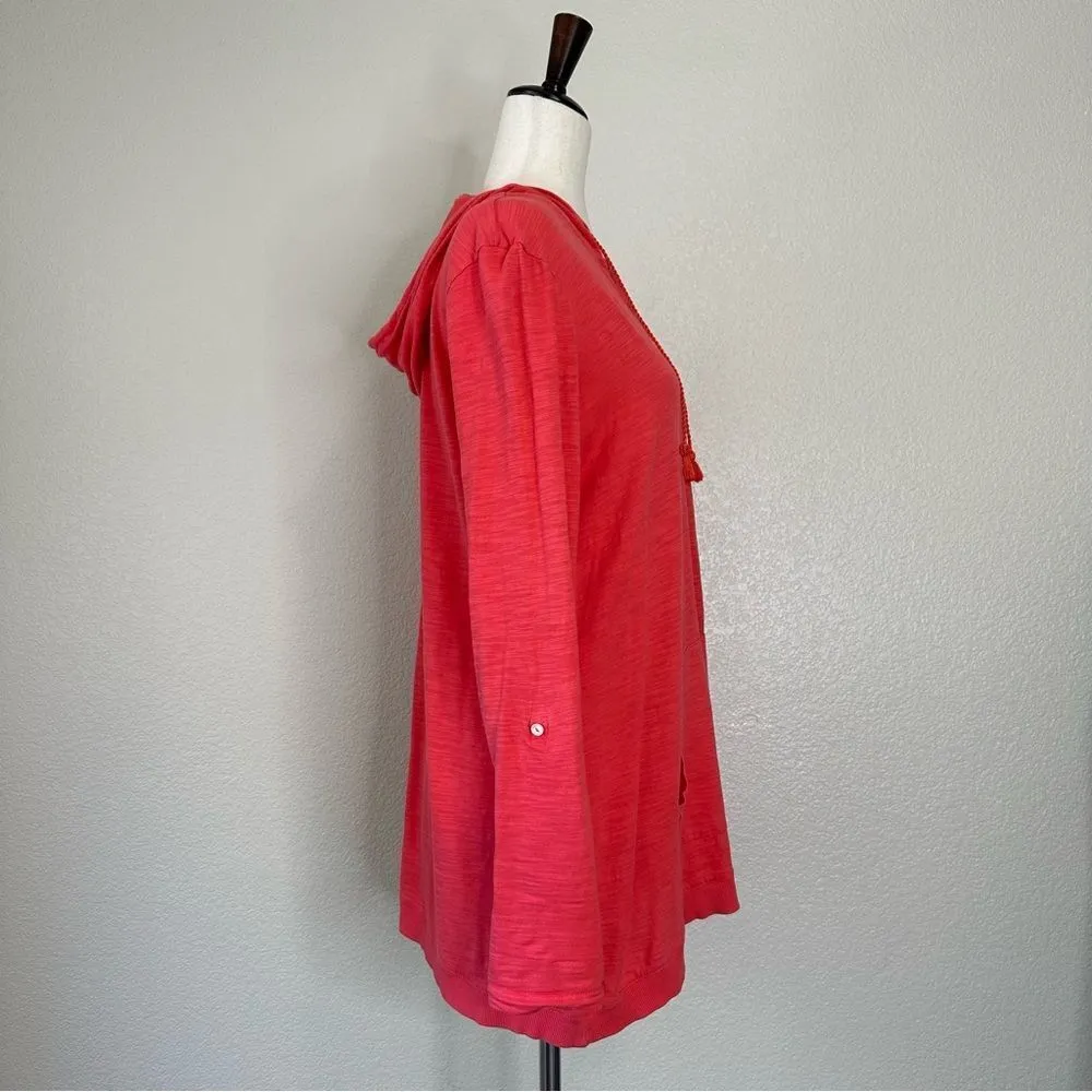 J.Jill  Tab sleeve Knit Hoodie Long Sleeves Pull Over Sweatshirt - Image 7