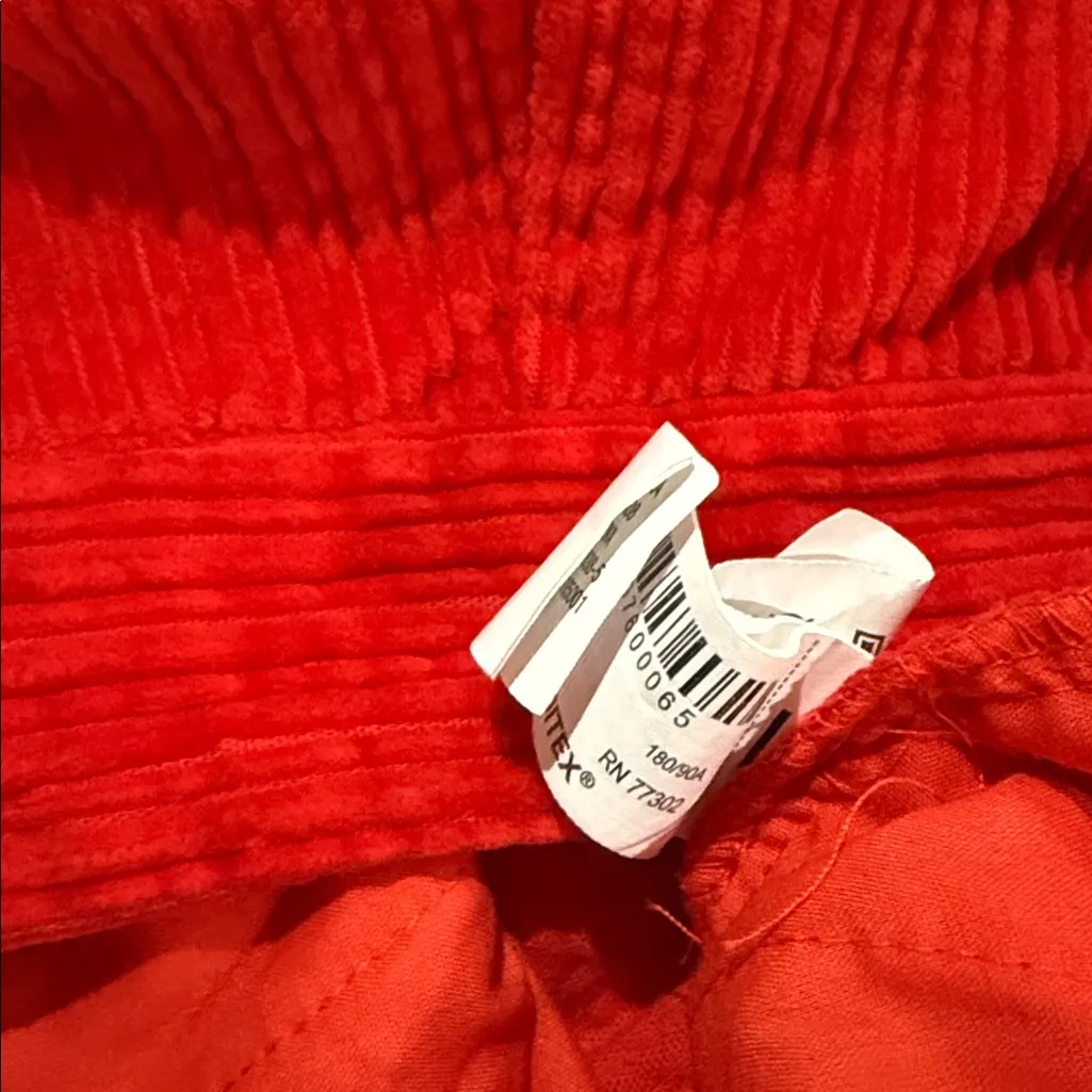 NWOT ZARA Wide Leg Intense Red Corduroy Bloggers Fave Pant XXL Xmas Festive - Image 7