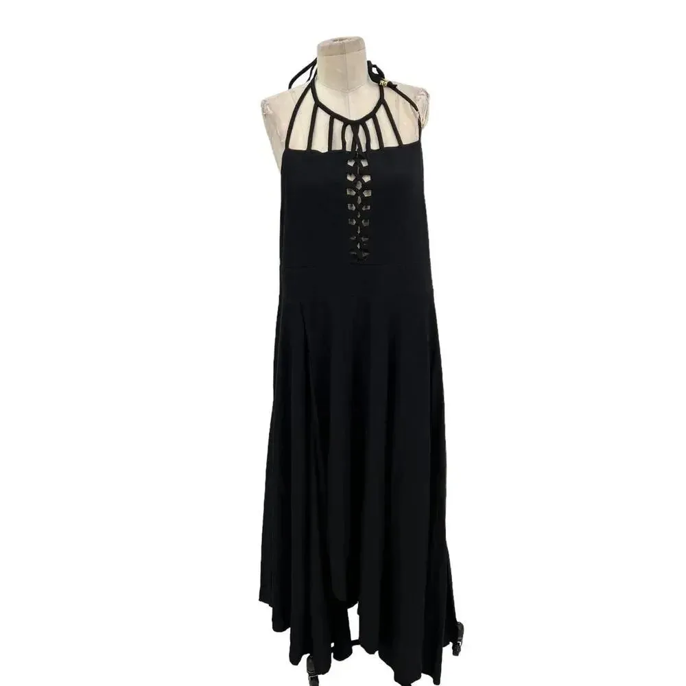 City Chic Plait Detail Maxi Dress Black Halter Jersey Size L / Plus‎ Size 20 - Image 3