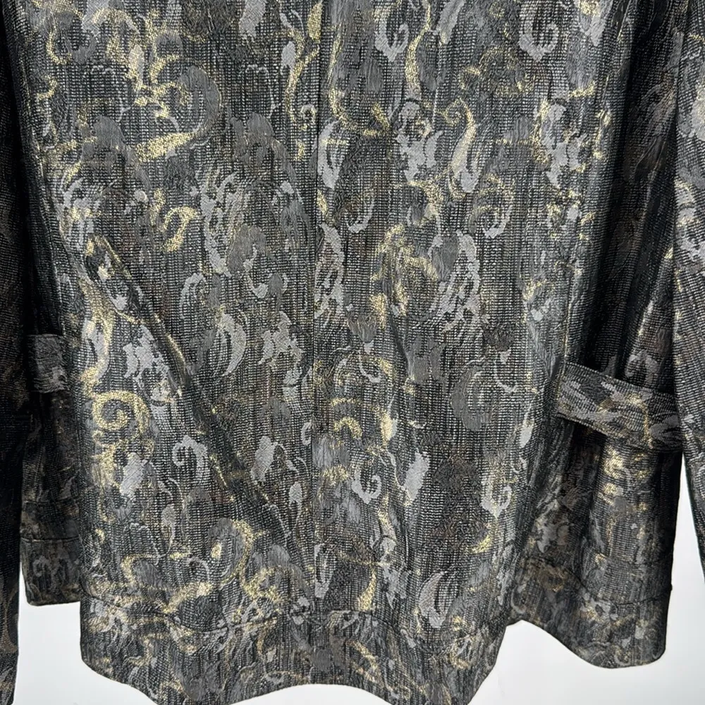 Chico's Gold Black silver Casual zip front lined jacket blazer metallic XL 3 - Image 4