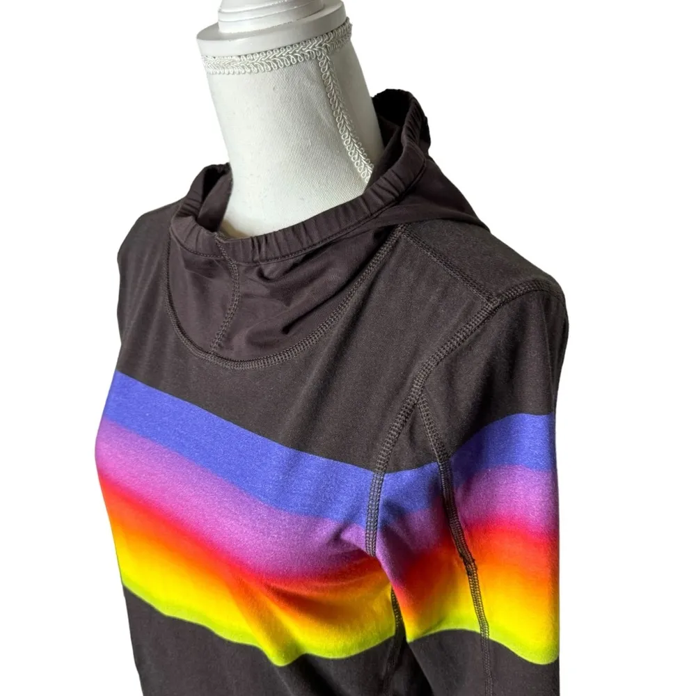 Free People Movement Huddle Printed Layer Rainbow Hoodie Medium - Image 4