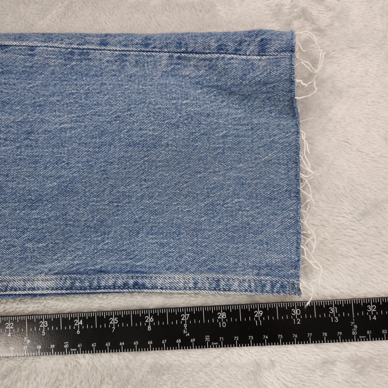 Free Assembly Jeans Womens 12 (33x30) Super High Rise Straight Patchwork Raw Hem Blue - Image 10