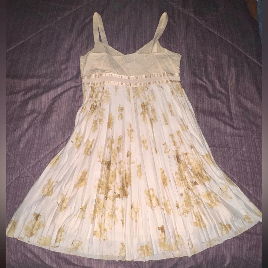 Anthropologie Ivory Floral Lace Dress - Image 3
