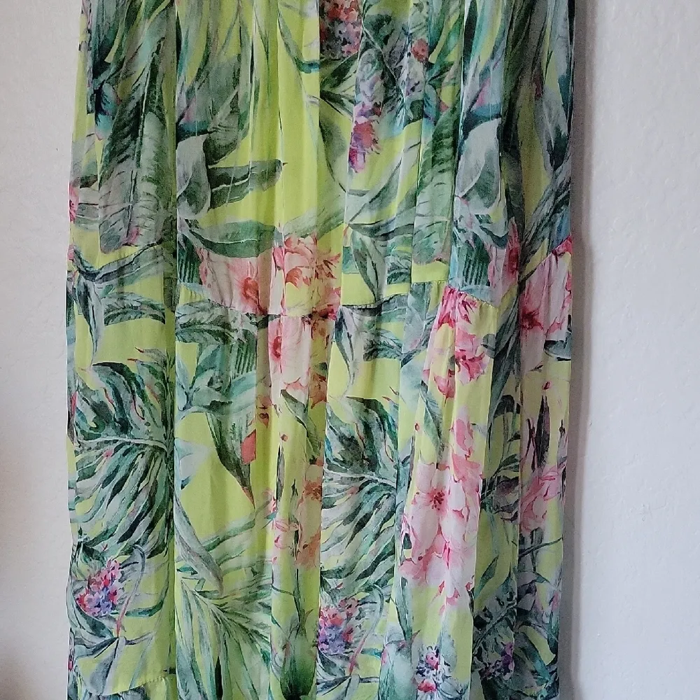 Elena Baldi Floral Green Maxi Dress Made In Italy Size XL - Image 4