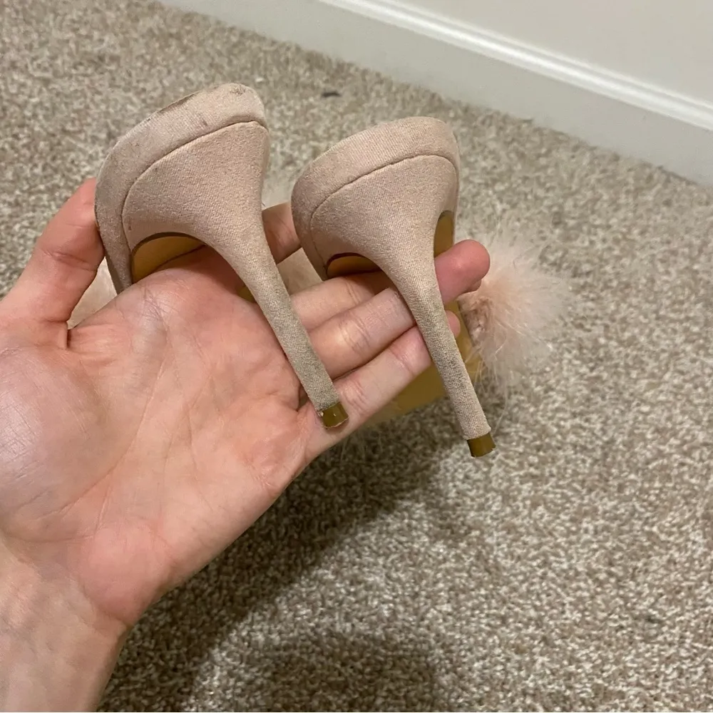 Lulus Blush Pink Feather Accent Pointed Toe Heels - Image 5