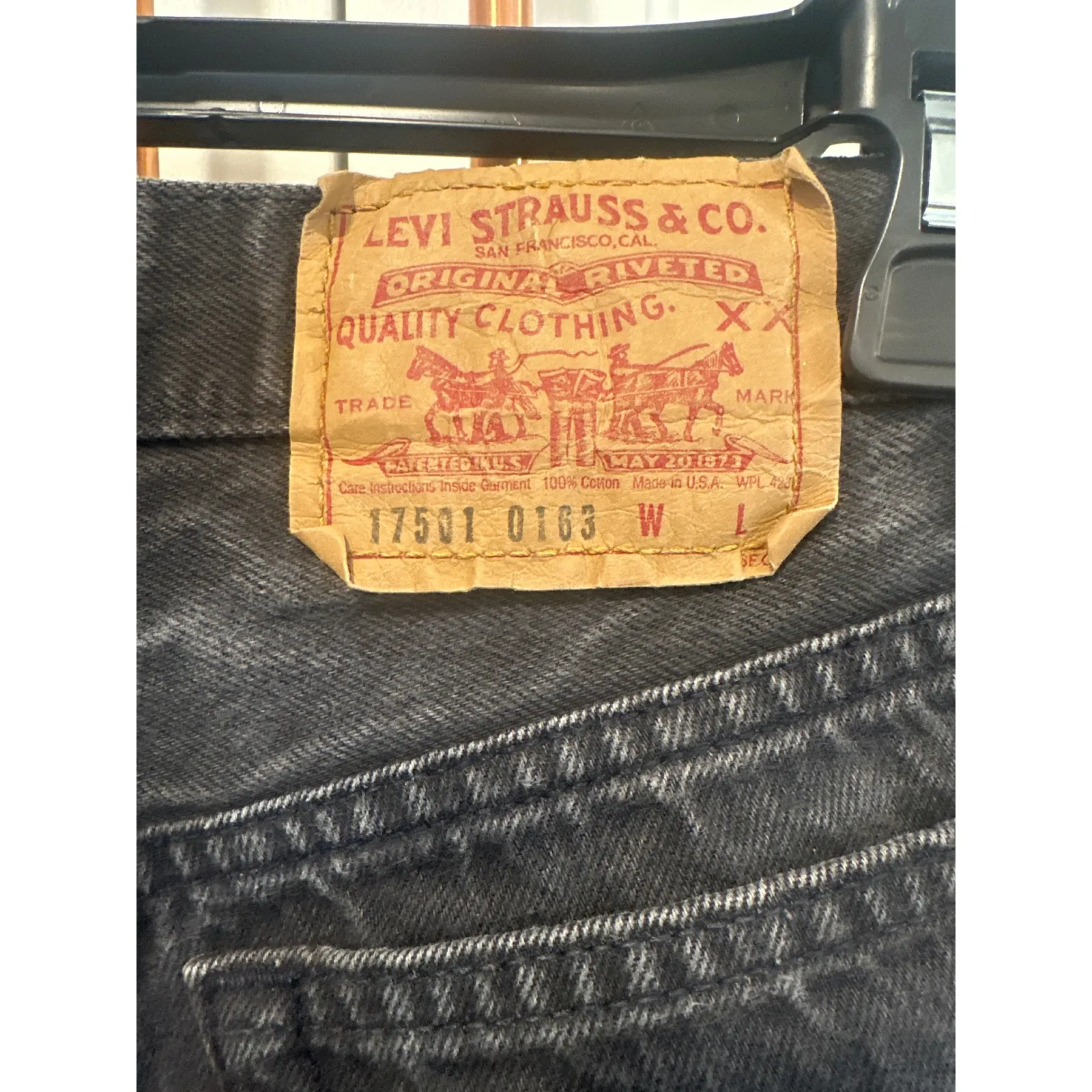 Vintage 80's rare Levis 505 Jeans Black Wash High Waisted Straight Womens 26x31 - Image 8