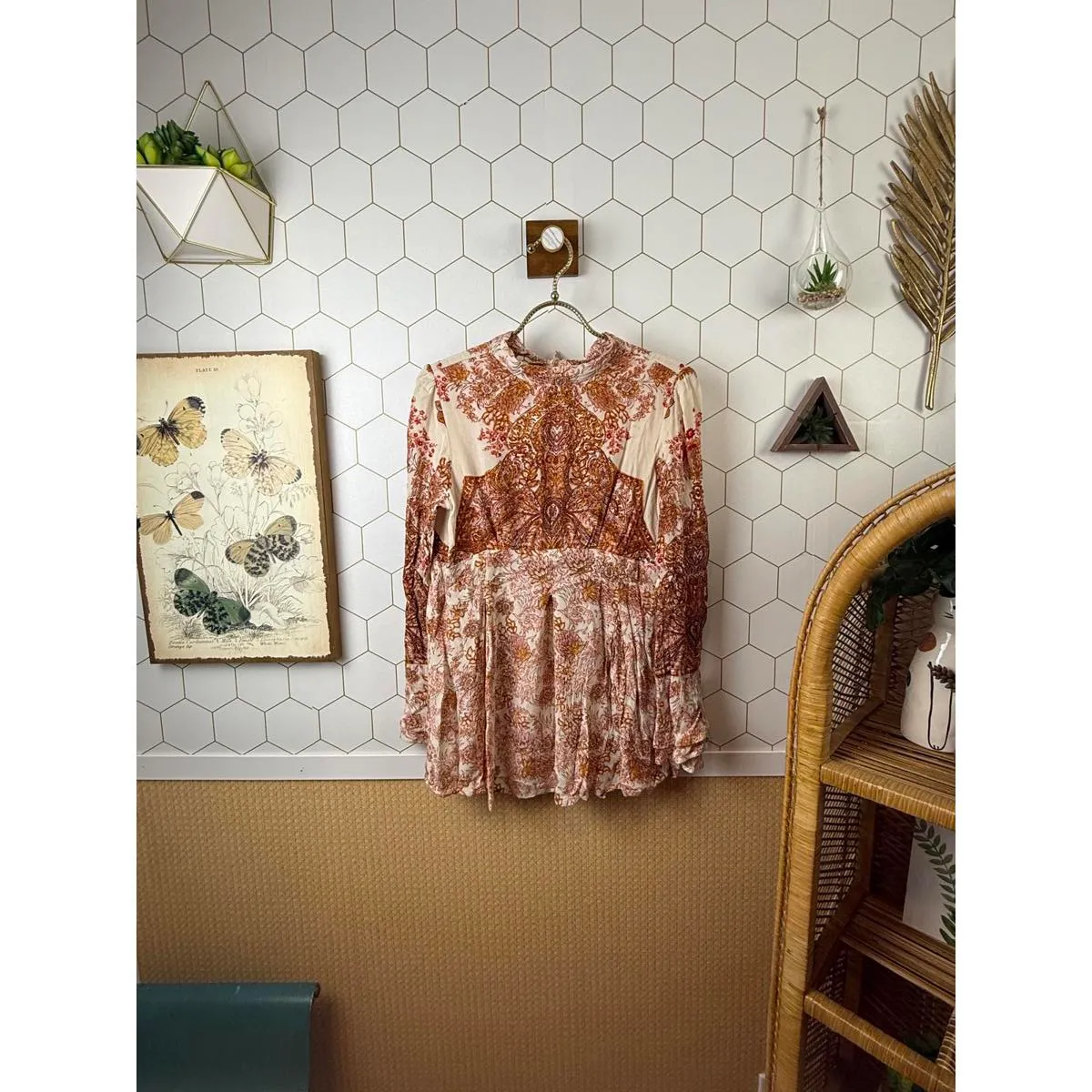 Free People Lady Luck Orange Printed Tunic - Size - XS - Image 2