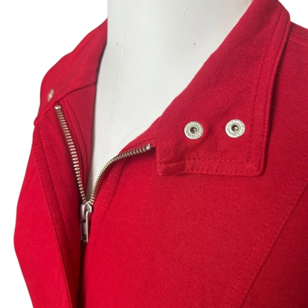 Chico's Women's Red Heavyweight Stretchy Knit Zip-up Jacket sz 1 or US 8 Classic - Image 6