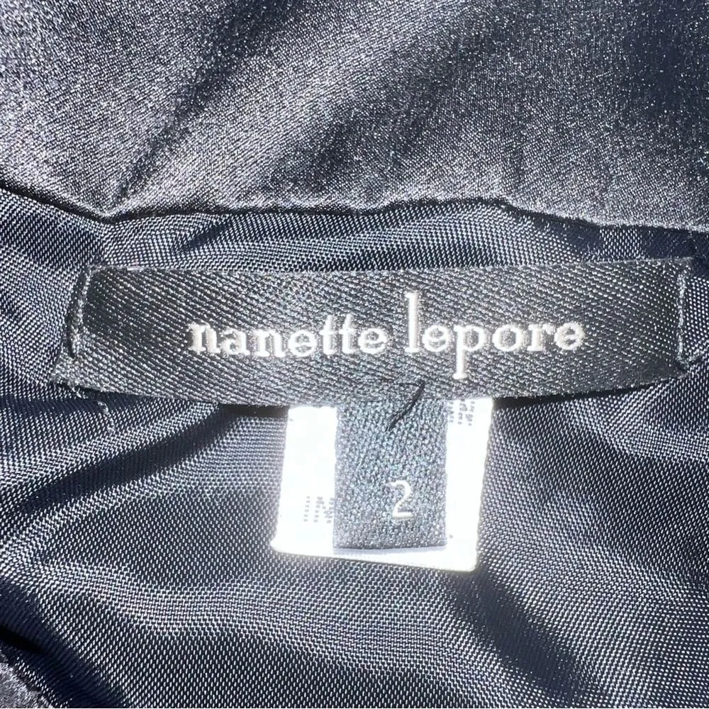 Nanette Lepore Black Boatneck Tank Top w/Metal Piette Details Swagged Throughout - Image 11