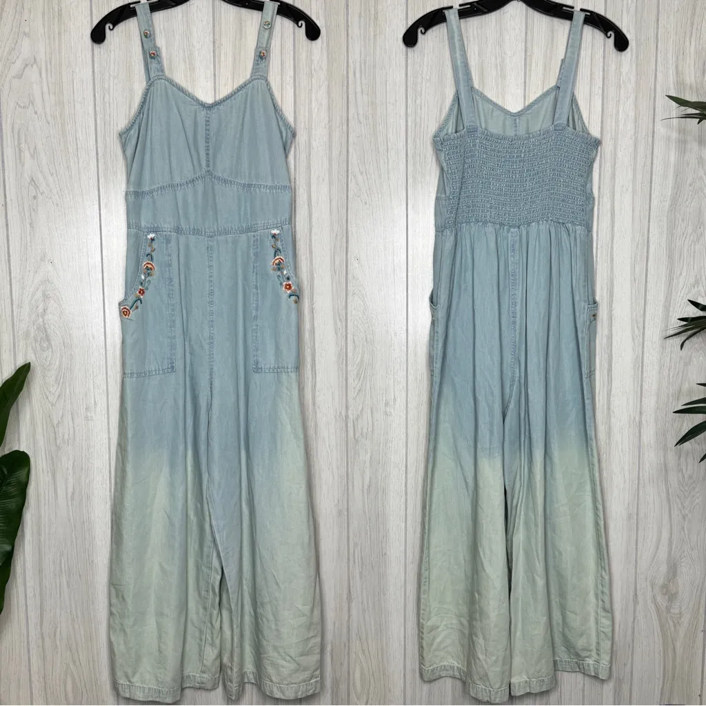 NWT April Cornell Light Wash Ombre Chambray Denim Wide Leg Jumpsuit size XS Blue - Image 2