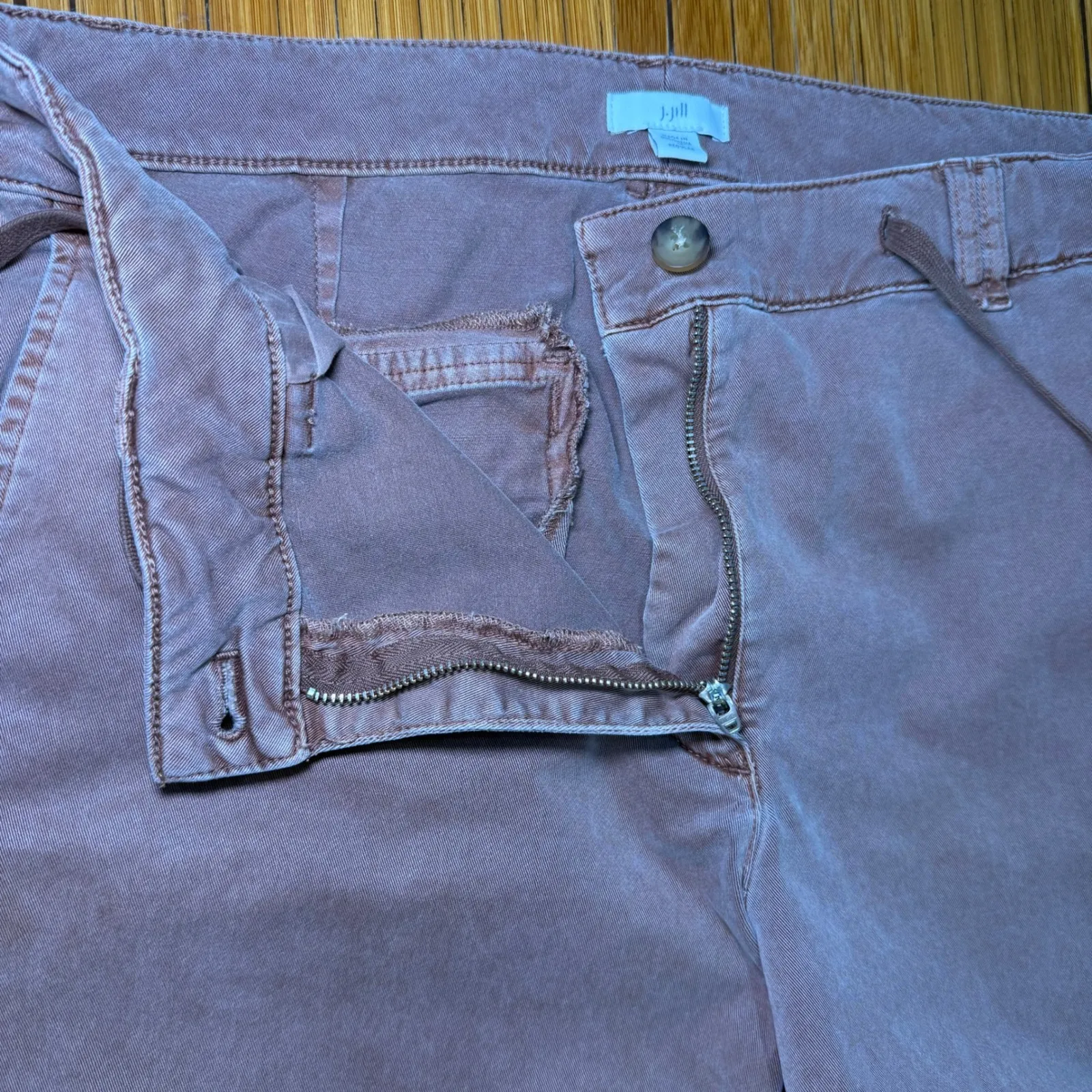 J. Jill Wide Leg Cropped Pants Womens Size 12 Regular Drawstring Casual Brown - Image 6