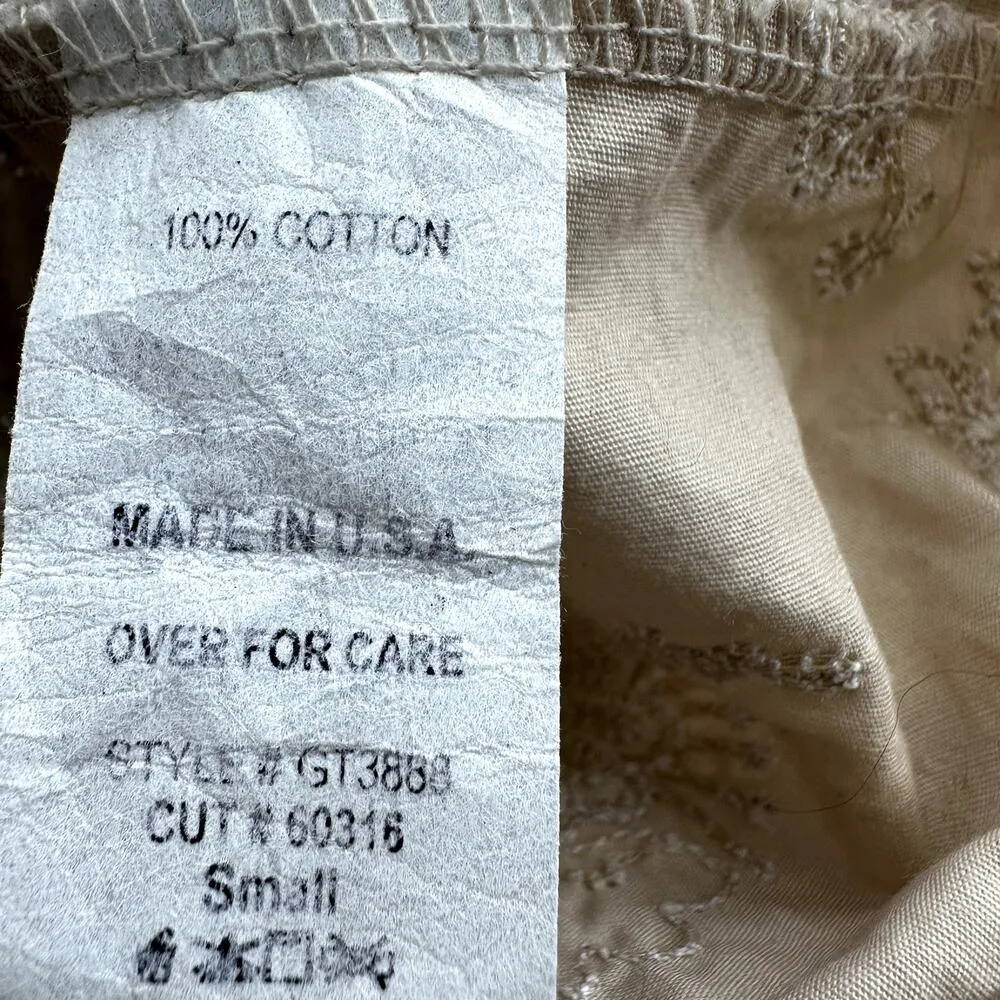 Vintage Charlotte Russe Wrap Blouse Top V Neck Embroidered Lace Trim Cream Small - Image 3