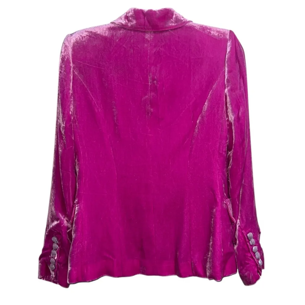 NEW NWT L’AGENCE Kenzie Double Breasted Blazer Jacket In Hot Pink Velvet - Image 10