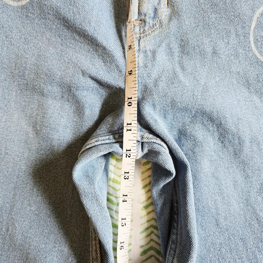 Hollister Y2K Smiley Face Light Wash Baggy Jeans Size 0/25 - Image 8