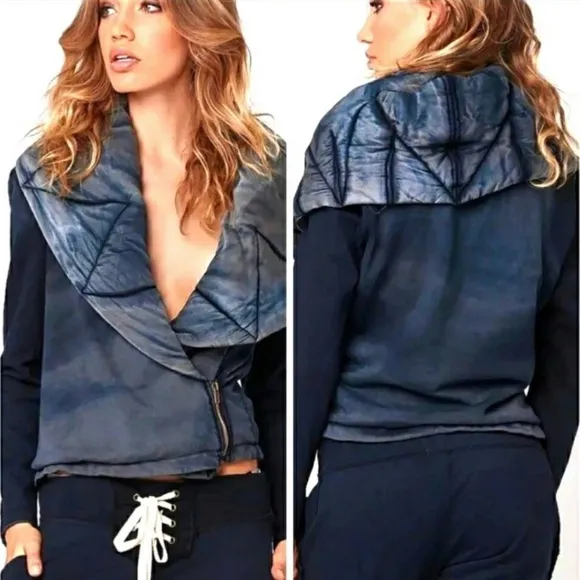 Young Fabulous & Broke Brina Jacket Shawl Quilted Collar Hoodie Wrap Bomber YFB - Image 2