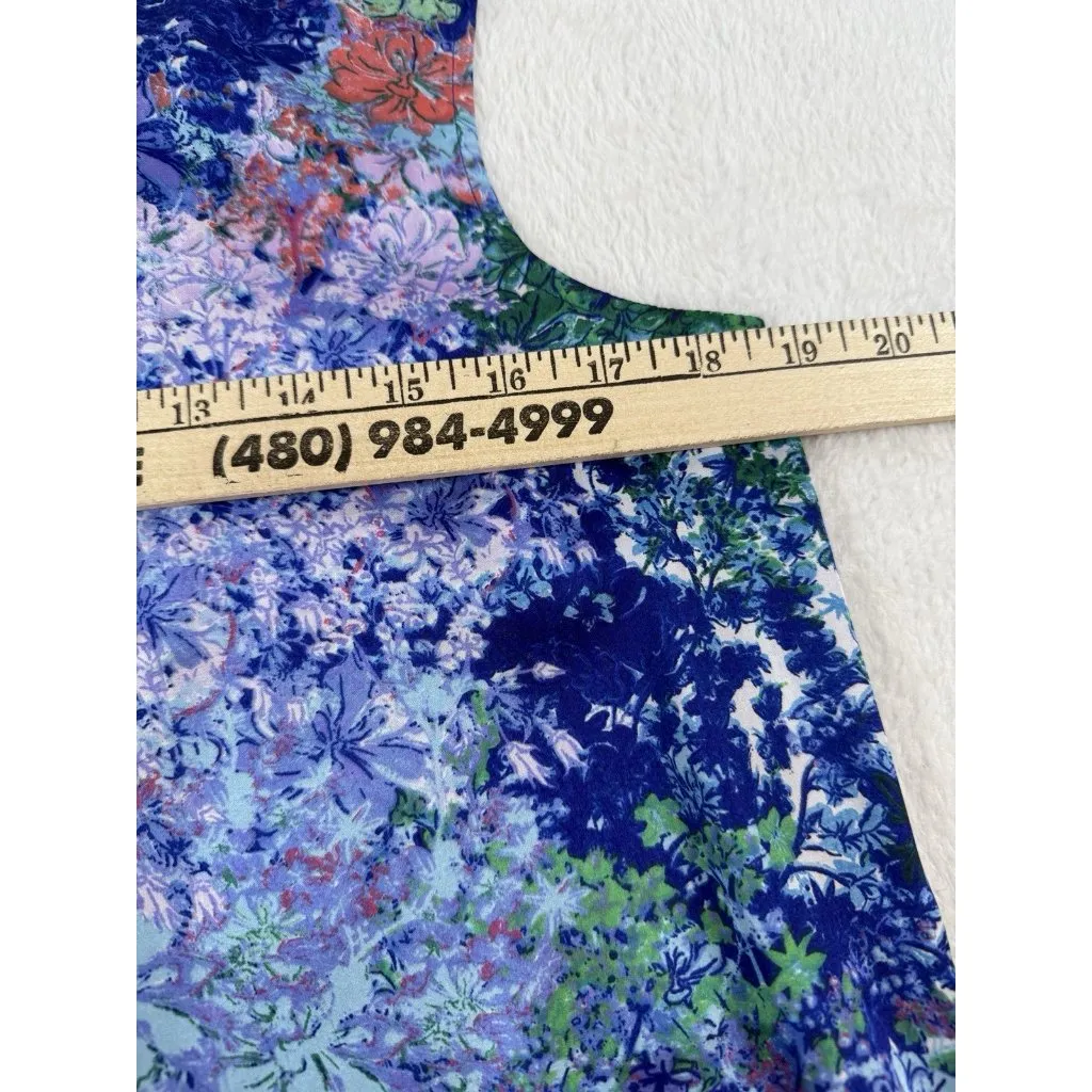 Coldwater Creek Blouse Womens Small Multicolor Blue Green Floral Sleeveless Top - Image 8