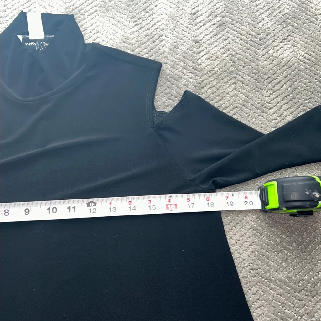 Joseph Ribkoff Black Cold Shoulder Mock, Neck Tunic,Size 8 - Image 5