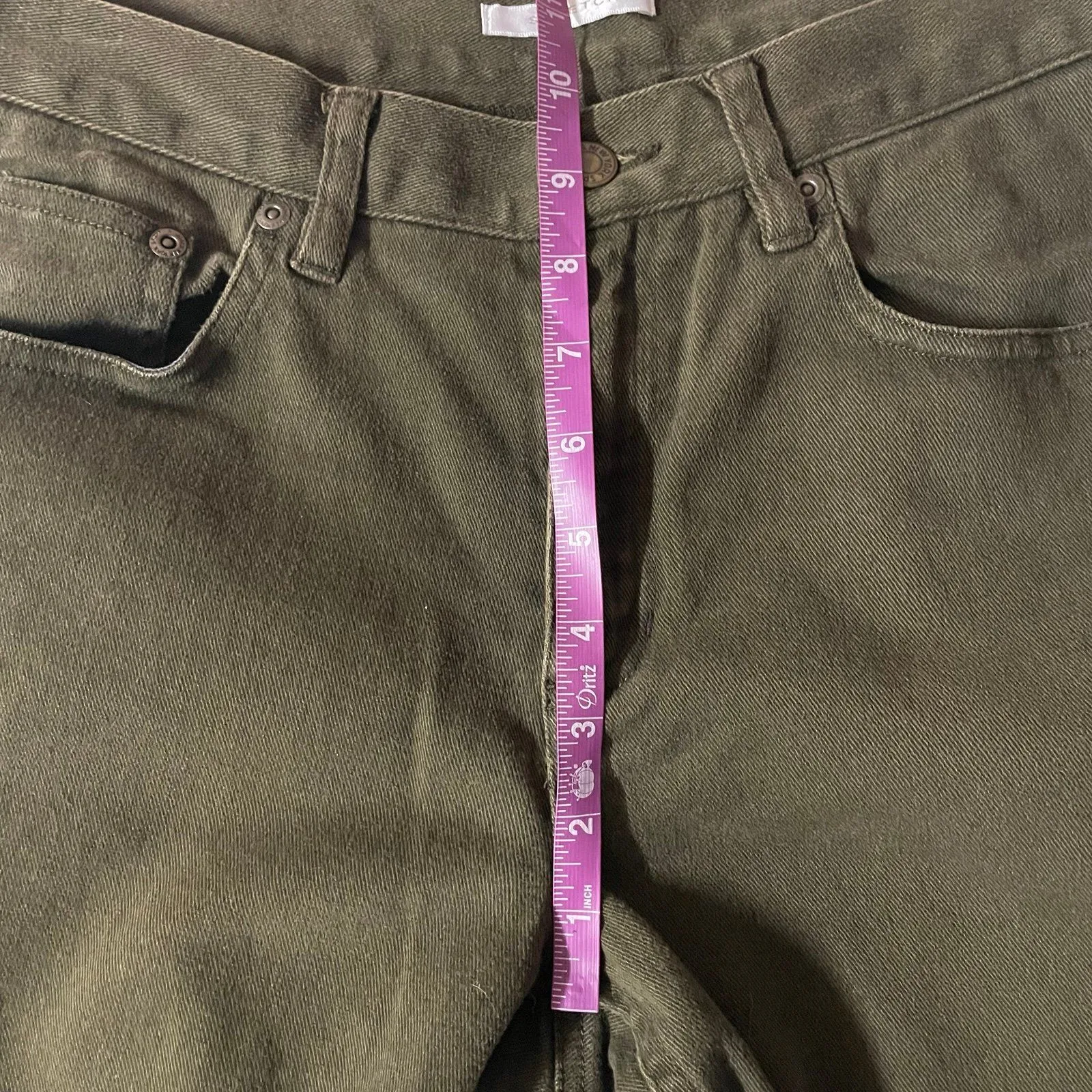 Vintage Jones New York Sport Petite Olive Green Straight Leg Jeans Size 6P GUC - Image 6