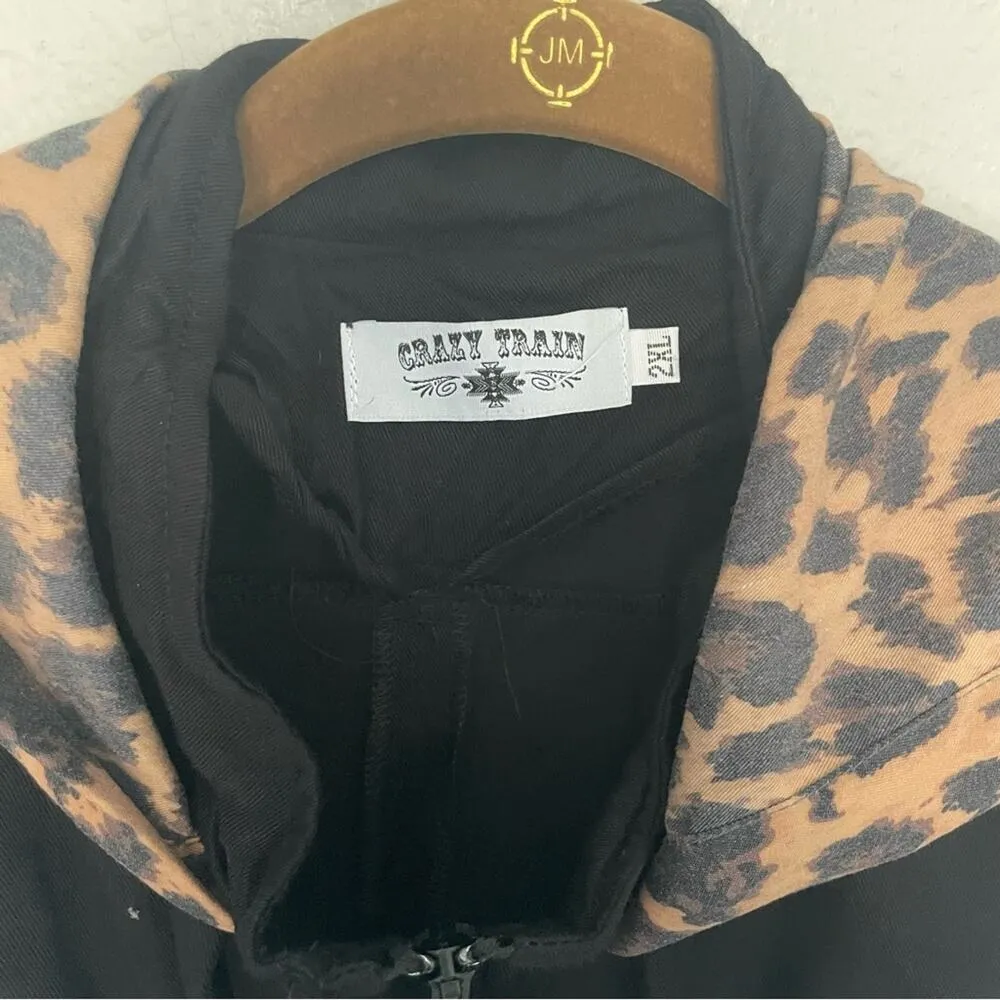 Leopard Print Black Lightweight Jacket - Image 3