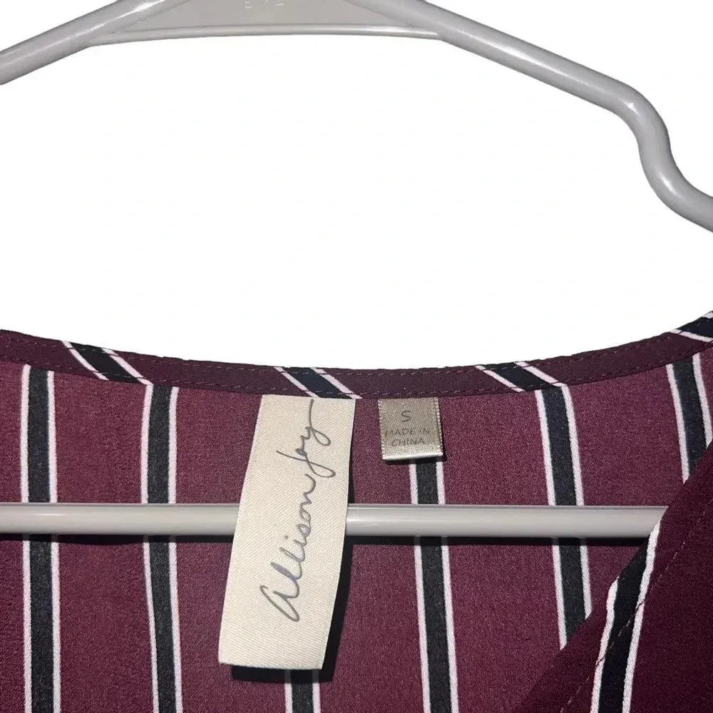 Allison Joy ‎ Maroon Stripped Blouse Size Small - Image 2