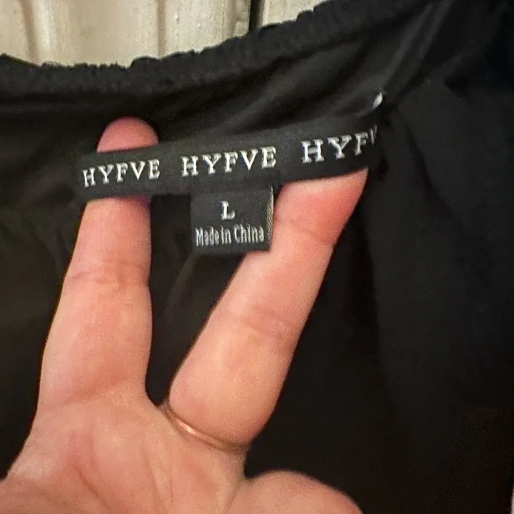 HYFVE Off the Shoulder Ruffle Black Wide Leg Romper Pantsuit - Image 4